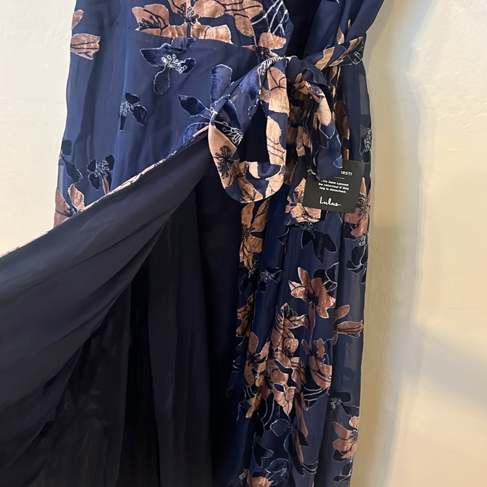 Lulus Floral Burnout Velvet Wrap Dress - Picture 9 of 11
